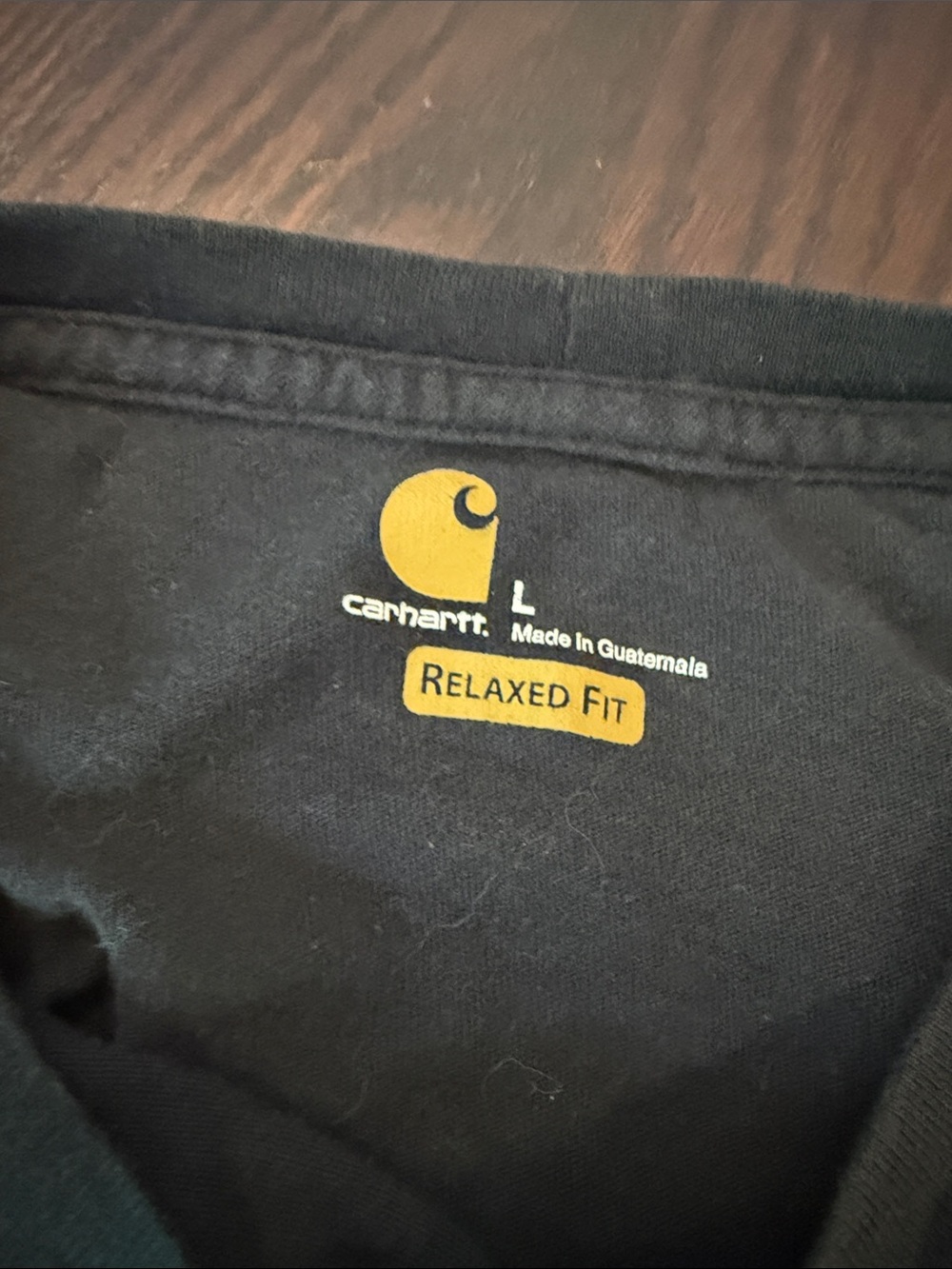 Carhartt Black Long-Sleeve Pocket Tee with Green Sleeve Graphic - Picture 6 of 7